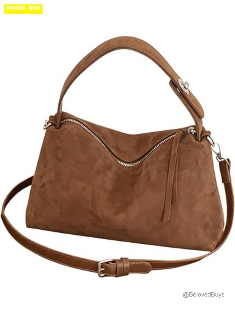Slouchy Suede Shoulder Bag with Adjustable Strap and Tote Handbag